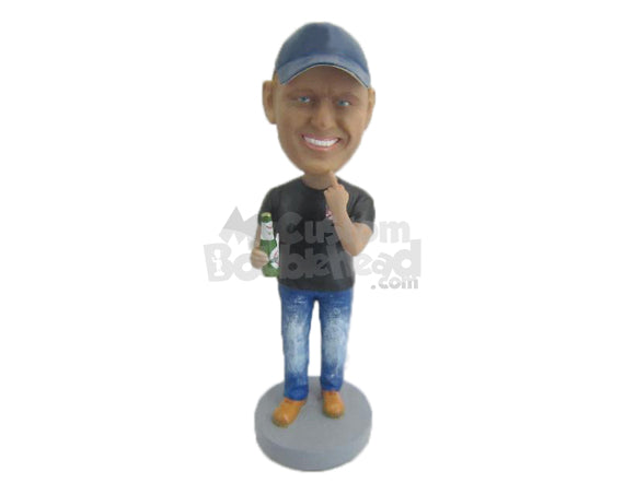 Handsome Dude Giving a Pose Wearing a T-shirt and Jeans with Boots Personalized Bobblehead Handsome Dude Giving a Pose Wearing a T-shirt and Jeans with Boots Personalized Bobblehead